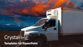  Presentation with cargo transport - Beautiful PPT layouts featuring refrigerated-truck-cargo-transport backdrop and a wine colored foreground