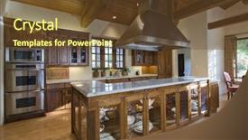  Presentation with kitchen design - Cool new PPT layouts with refrigeration design - classic kitchen backdrop and a tawny brown colored foreground
