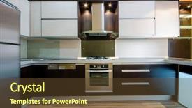  Presentation with interior - Audience pleasing PPT theme consisting of refrigeration design - interior of modern kitchen backdrop and a tawny brown colored foreground
