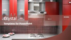  Presentation with kitchen - Slides featuring refrigeration design - modern kitchen close up background and a violet colored foreground