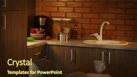  Presentation with kitchen furniture - Slide set enhanced with refrigeration design - modern kitchen furniture with sink background and a wine colored foreground