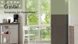  Presentation with kitchen design - Colorful slide set enhanced with refrigeration design - modern kitchen interior backdrop and a mint green colored foreground