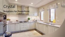  Presentation with kitchen design - Slide deck having refrigeration design - modern kitchen background and a mint green colored foreground