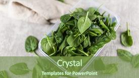  Presentation with spinach - Colorful slide deck enhanced with entrepot frigorifique - baby spinach leaves backdrop and a seafoam green colored foreground
