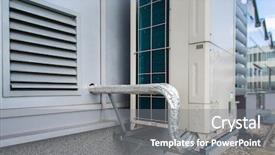  Presentation with air conditioning - Cool new presentation with refrigeration system - air conditioning equipment atop backdrop and a gray colored foreground