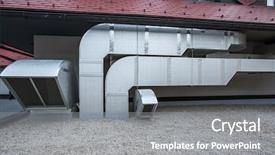  Presentation with refrigeration system - Colorful presentation design enhanced with refrigeration system - air conditioning equipment atop backdrop and a gray colored foreground