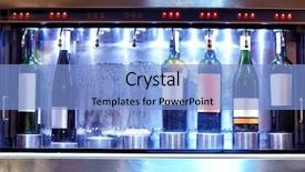  Presentation with cellar - Amazing PPT theme having refrigeration system - dispenser with opened bottles backdrop and a light blue colored foreground