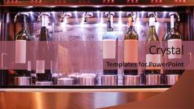  Presentation with cellar - PPT layouts featuring refrigeration system - dispenser with opened bottles background and a coral colored foreground