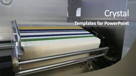  Presentation with production line - Slide deck consisting of refrigeration system - industrial packing machine in production background and a gray colored foreground