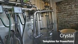  Presentation with refrigeration system - Presentation theme consisting of refrigeration system - new suction milking machines installed background and a dark gray colored foreground