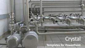  Presentation with refrigeration system - Slide set enhanced with refrigeration system - stainless steel pipes and valves background and a gray colored foreground