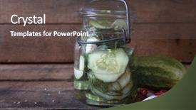  Presentation with pickle - PPT theme having refrigerator cucumber pickles background and a dark gray colored foreground