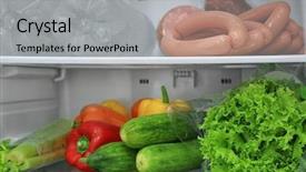  Presentation with refrigerator - Audience pleasing presentation theme consisting of refrigerator full of food backdrop and a light gray colored foreground