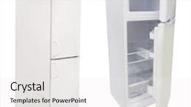  Presentation with refrigerator - PPT theme having frozen foods freezer full - refrigerator isolated under the white background and a white colored foreground