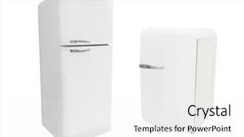  Presentation with refrigerator - Colorful presentation theme enhanced with frozen foods freezer full - refrigerator under the white background backdrop and a white colored foreground