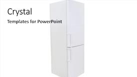  Presentation with refrigerator - Presentation design featuring refrigerator-under-the-white-background background and a white colored foreground