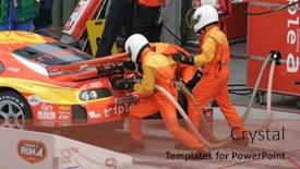  Presentation with refueling - Presentation theme having refueling-japan-super-gt-2006 background and a red colored foreground