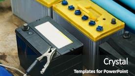  Presentation with refuelling - Slides enhanced with refuelling of battery for cars background and a tawny brown colored foreground
