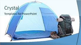  Presentation with blue green - PPT theme consisting of shot of a blue tent background and a cool aqua colored foreground