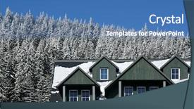  Presentation with hotel resort - Presentation theme consisting of refuge place - snow-covered ski resort hotel background and a  colored foreground