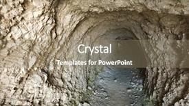  Presentation with stacked stone wall - Presentation theme with refuge place - tunnel in stone wall background and a coral colored foreground