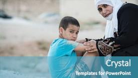  Presentation with arabic woman - Amazing presentation design having refugee - arabic muslim middle eastern poor backdrop and a teal colored foreground