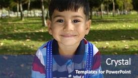  Presentation with refugee - Slide deck consisting of refugee - delightful little boy portrait background and a ocean colored foreground