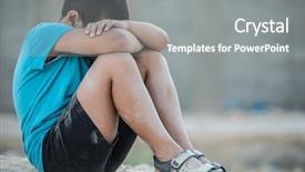  Presentation with poverty - Audience pleasing PPT theme consisting of refugee - dirty and poverty backdrop and a gray colored foreground