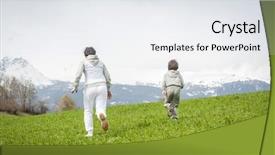  Presentation with spring - Beautiful slides featuring refugee children - boy and girl running backdrop and a white colored foreground