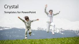  Presentation with girl running on the beach clouds - Cool new slides with refugee children - boy and girl running backdrop and a white colored foreground