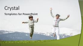  Presentation with girl running on the beach clouds - Amazing PPT layouts having refugee children - boy and girl running backdrop and a white colored foreground