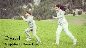  Presentation with spring - PPT layouts enhanced with refugee children - boy and girl running background and a yellow colored foreground