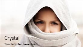  Presentation with refugee - PPT theme consisting of refugee children - little child boy wearing arabian background and a lemonade colored foreground