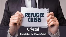  Presentation with refugee - Beautiful presentation theme featuring refugee crisis backdrop and a dark gray colored foreground