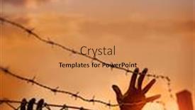  Presentation with immigration - Audience pleasing theme consisting of refugee-men-and-fence-immigration backdrop and a coral colored foreground