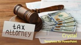  Presentation with attorney - Presentation consisting of refund system - card with text tax attorney background and a tawny brown colored foreground