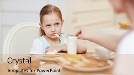  Presentation with angry - Colorful presentation enhanced with refuse - angry displeased furrowed girl looking backdrop and a coral colored foreground