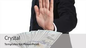  Presentation with corruption - Slide set enhanced with refusing to take bribe corruption background and a light gray colored foreground