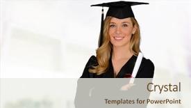  Presentation with young college student diagnosis of chlamydia - Slide set with regalia - young successful woman graduating background and a  colored foreground