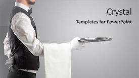  Presentation with steel - PPT theme enhanced with regard - waiter serving with white gloves background and a light gray colored foreground