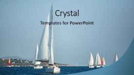  Presentation with yacht - Presentation featuring regatta at the aegean sea background and a light blue colored foreground