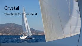  Presentation with sailing - Presentation theme having regatta in the sea luxery background and a light blue colored foreground