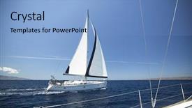  Presentation with luxury yacht - Presentation theme having regatta luxury yacht at sea background and a light blue colored foreground
