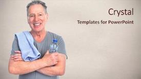  Presentation with senior fitness - PPT layouts featuring regime - senior fitness man with bottle background and a  colored foreground