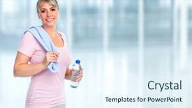  Presentation with senior fitness - Audience pleasing theme consisting of regime - senior fitness woman with bottle backdrop and a sky blue colored foreground