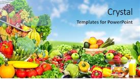  Presentation with sky blue - Cool new PPT theme with regime - vegetables and fruits over blue backdrop and a  colored foreground