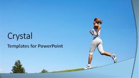  Presentation with fitness - Colorful PPT theme enhanced with regime - young woman jogging backdrop and a light blue colored foreground