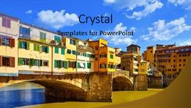  Presentation with tuscany - Colorful slide set enhanced with regional - panorama view to ancient bridge backdrop and a light blue colored foreground