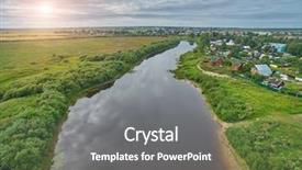  Presentation with sunset - Colorful presentation design enhanced with regional development - aerial sunset view of vologda backdrop and a gray colored foreground