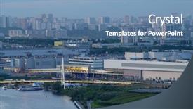  Presentation with regional development - Colorful slide deck enhanced with regional development - buildings near quay and green backdrop and a teal colored foreground